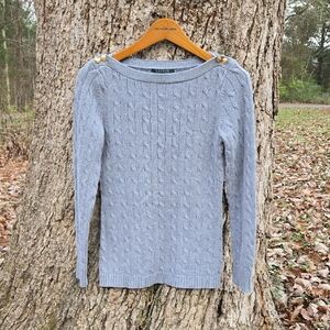 Lauren Ralph Lauren. Light Gray Cable Knit Ladies Sweater. Size M. Like New!